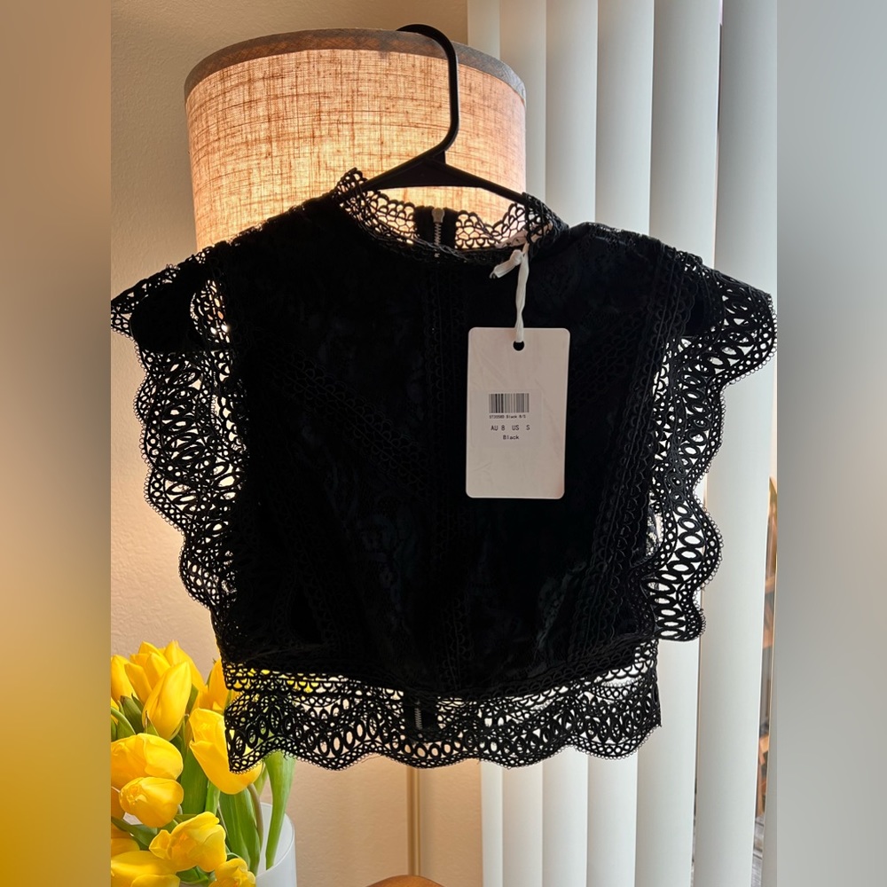 Black lace crop top
